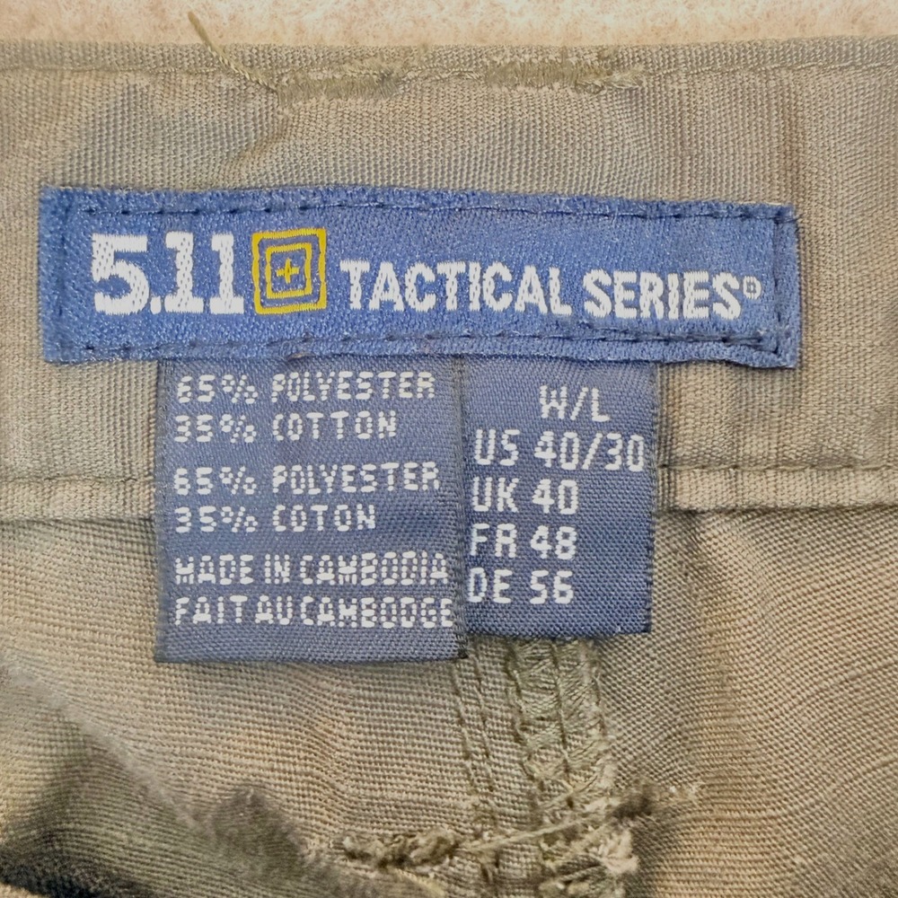 5.11 Tactical Cargo Pants 40/30 Ripstop Olive Green Work Hiking 74273 - Picture 3 of 9